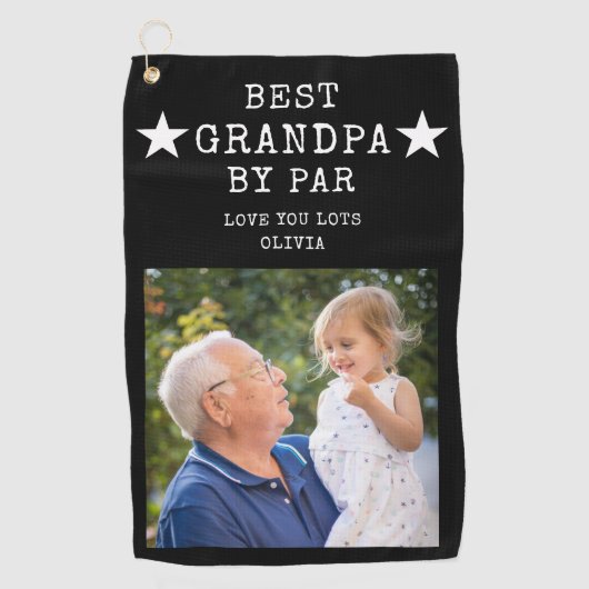 最高のGrandpa by Par Photo Gift パーソナライズされた ゴルフタオル (正面)