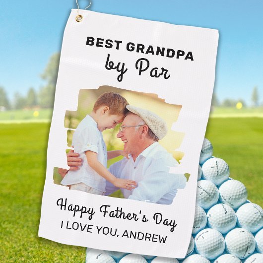最高のGrandpa By Par Photo Happy Father's Day ゴルフタオル