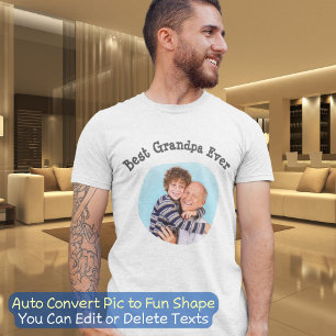 最高のGrandpa Everあなたの正方形の家族写真をアップロード Tシャツ