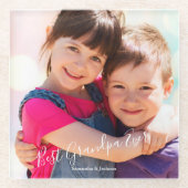 最高のGrandpa Everカスタムの写真名 ガラスコースター (正面)