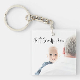 最高のGrandpa Everカスタムフォトスクリプトモダン キーホルダー