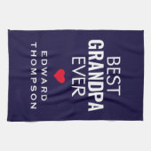 最高のGrandpa Everハート名ホワイトネイビー キッチンタオル (横)