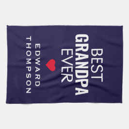 最高のGrandpa Everハート名ホワイトネイビー キッチンタオル
