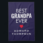 最高のGrandpa Everハート名ホワイトネイビー キッチンタオル<br><div class="desc">おじいちゃん最高のは常に名前ハートネイビー・ブルー。おじいさんにいくらあるかを示す実用的な気に贈り物。簡単にパーソナライズされた文字。</div>