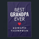 最高のGrandpa Everハート名ホワイトネイビー キッチンタオル<br><div class="desc">おじいちゃん最高のは常に名前ハートネイビー・ブルー。おじいさんにいくらあるかを示す実用的な気に贈り物。簡単にパーソナライズされた文字。</div>