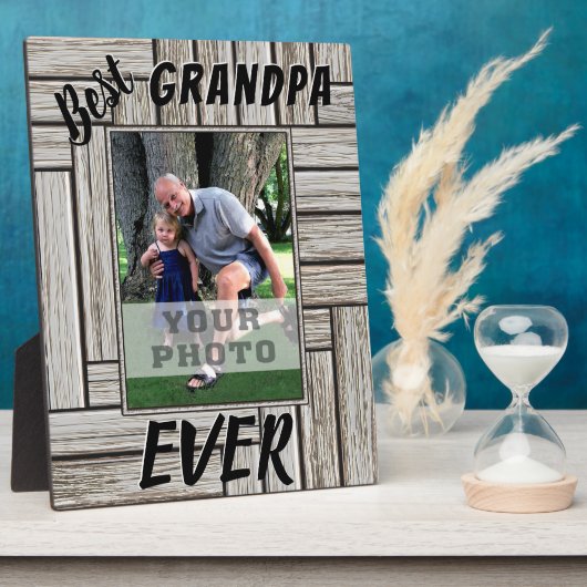 最高のGrandpa Ever写真パーソナライズされたギフト フォトプラーク (側面)