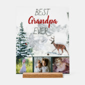 最高のGrandpa Ever素朴 Winter Scene Deer 3 Photo アクリルサイン (正面)