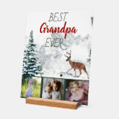 最高のGrandpa Ever素朴 Winter Scene Deer 3 Photo アクリルサイン (傾斜)