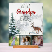 最高のGrandpa Ever素朴 Winter Scene Deer 3 Photo アクリルサイン (ニュートラル)
