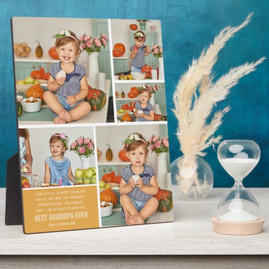 最高のGrandpa Ever |カラーブロックフォトコラージュ フォトプラーク (側面)