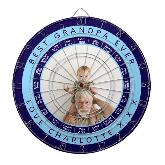 最高のGrandpa Ever | ネイビーブルー ダーツボード (正面)