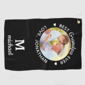 最高のGrandpa Ever パーソナライズされた Monogram Name写真 ゴルフタオル (横)