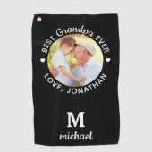 最高のGrandpa Ever パーソナライズされた Monogram Name写真 ゴルフタオル (正面)