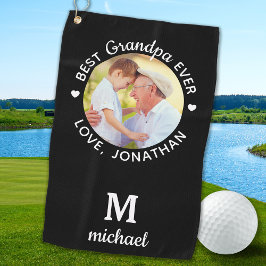 最高のGrandpa Ever パーソナライズされた Monogram Name写真 ゴルフタオル