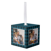 最高のGrandpa Ever |ホリデイ・プレイド写真 キューブオーナメント (裏面アングル)