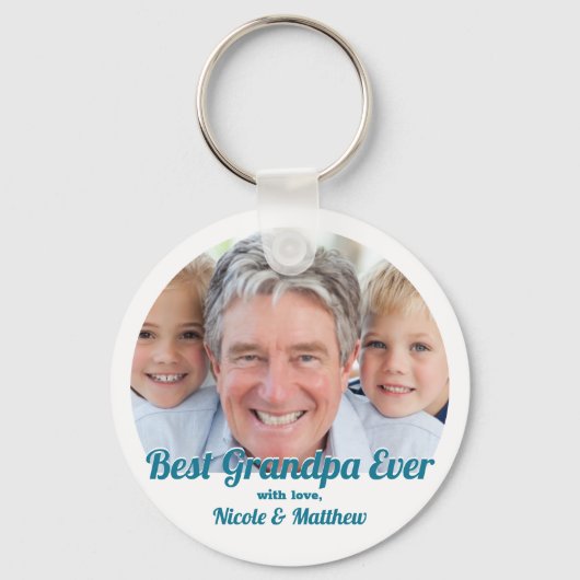最高のGrandpa Ever モダン Photo Keepsake キーホルダー (正面)