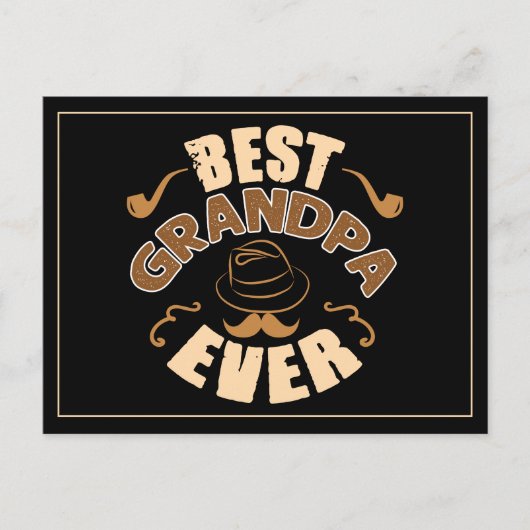 最高のGrandpa Ever – 帽子とパイプのイラストレーション ポストカード (正面)