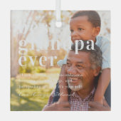 最高のGrandpa Ever |引用文と写真ギフト ガラスオーナメント (正面)