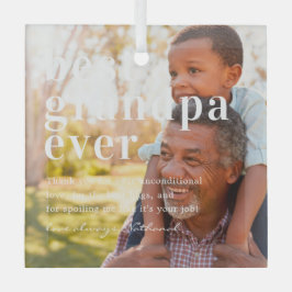 最高のGrandpa Ever |引用文と写真ギフト ガラスオーナメント