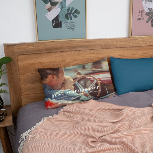 最高のGrandpa Ever |引用文と写真ギフト ランバークッション