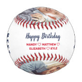 最高のGrandpa Ever |誕生日写真&モノグラム 野球ボール (裏面)