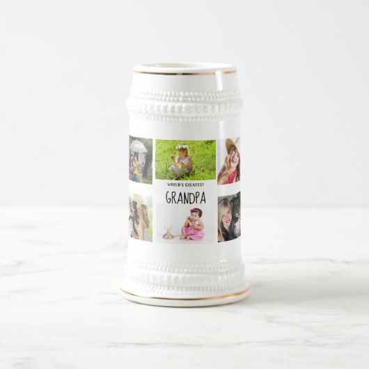 最高のGrandpa Ever 10 x写真コラージュGrandkids Mug ビールジョッキ (中央)