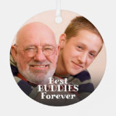 最高のGrandpa Ever 2フォトレトロタイポグラフィ文字 メタルオーナメント (裏面)