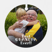 最高のGrandpa Ever 2フォトレトロタイポグラフィ文字 メタルオーナメント (正面)