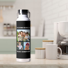 最高のGrandpa Ever 3フォトブラック ウォーターボトル