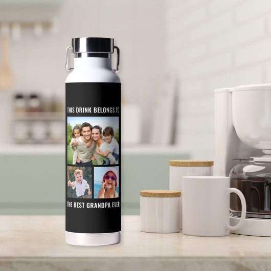 最高のGrandpa Ever 3フォトブラック ウォーターボトル