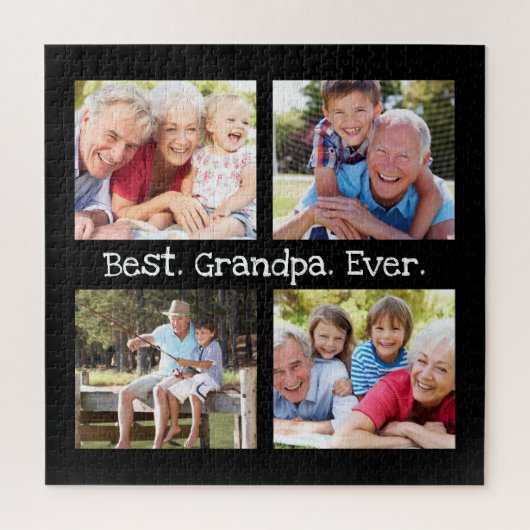 最高のGrandpa Ever 4フォトコラージュおもしろいKeepsake ジグソーパズル (縦)