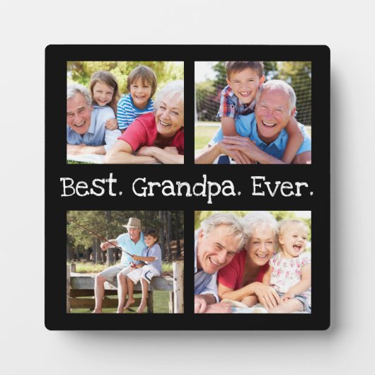 最高のGrandpa Ever 4フォトコラージュおもしろいKeepsake フォトプラーク (正面)