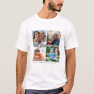 最高のGrandpa Ever 4フォトコラージュパーソナライズされた Tシャツ