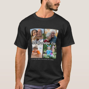 最高のGrandpa Ever 4フォトコラージュパーソナライズされた Tシャツ