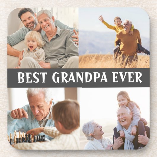 最高のGrandpa Ever 4 Photo Collage Create Your Own コースター (正面)