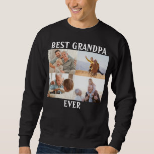 最高のGrandpa Ever 4 Photo Collage Create Your Own スウェットシャツ