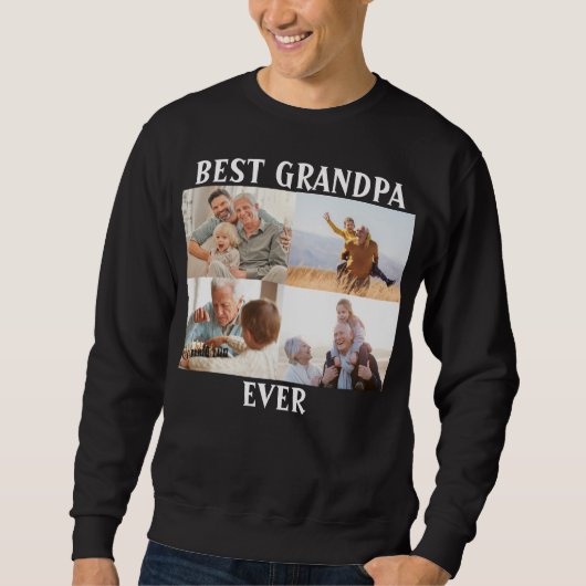 最高のGrandpa Ever 4 Photo Collage Create Your Own スウェットシャツ (正面)