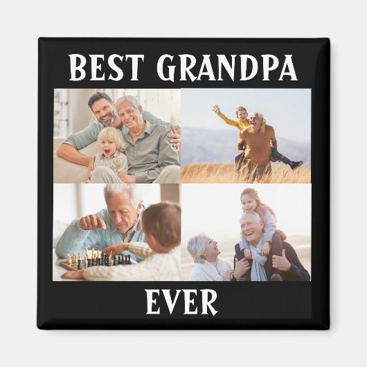 最高のGrandpa Ever 4 Photo Collage Create Your Own マグネット (正面)