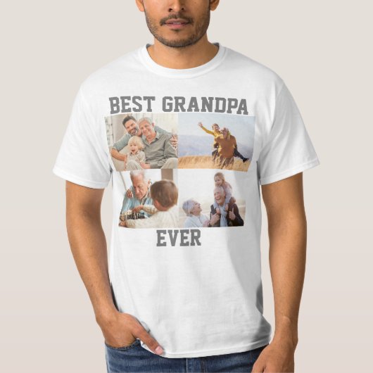 最高のGrandpa Ever 4 Photo Collage Create Your Own Tシャツ (正面)