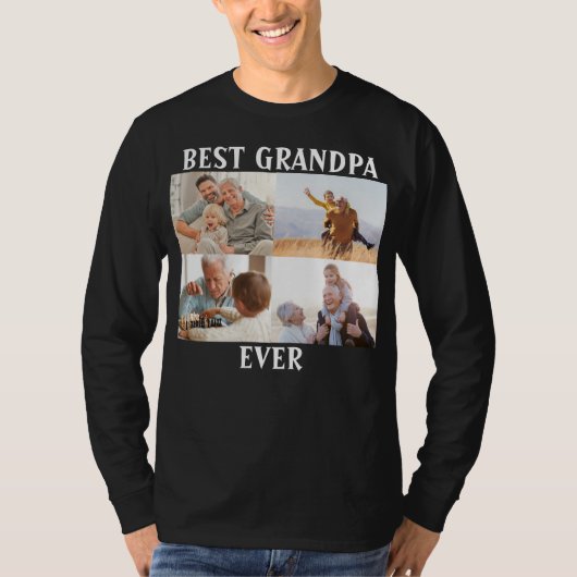 最高のGrandpa Ever 4 Photo Collage Create Your Own Tシャツ (正面)