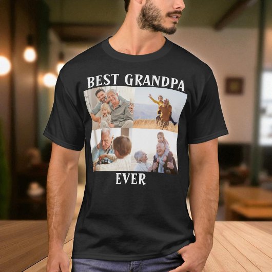 最高のGrandpa Ever 4 Photo Collage Create Your Own Tシャツ