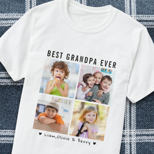 最高のGrandpa Ever 4 Photo Keepsake Gift Tシャツ