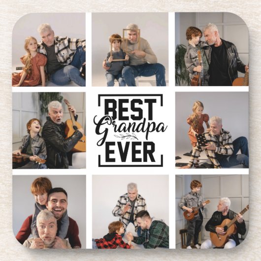 最高のGrandpa Ever 8フォトコラージュ コースター (正面)