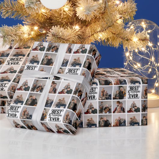 最高のGrandpa Ever 8フォトコラージュ ラッピングペーパー (クリスマス)