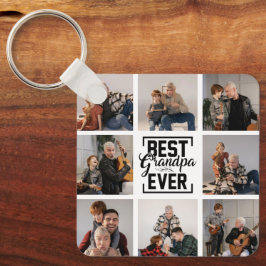 最高のGrandpa Ever 8 Photo Collage Keychain キーホルダー