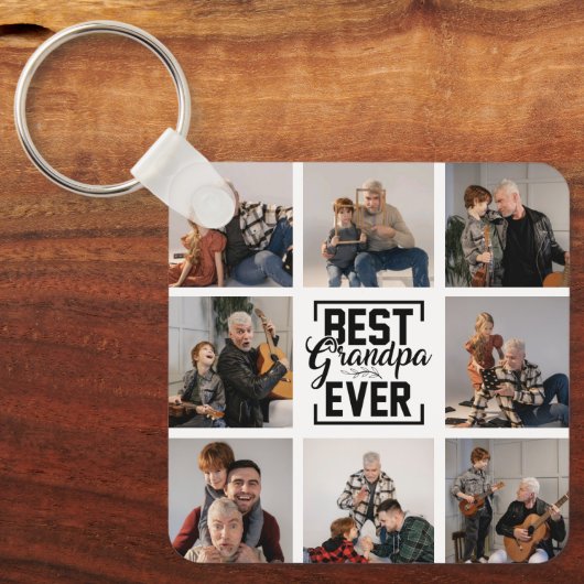 最高のGrandpa Ever 8 Photo Collage Keychain キーホルダー (正面)