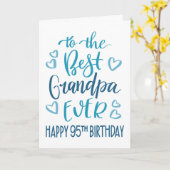 最高のGrandpa Ever 95th誕生日タイポグラフィインブルー カード (黄色い花)