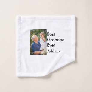最高のGrandpa ever add photo nameクラシックエレガント ウォッシュタオル