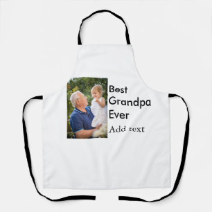 最高のGrandpa ever add photo nameクラシックエレガント エプロン