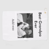 最高のGrandpa ever add photo nameクラシックエレガント ゴルフタオル (横)
